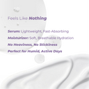 lose-up of serum and moisturizer textures showing lightweight, silky finish