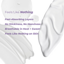 Close-up of serum, moisturizer, and sunscreen textures showing lightweight, non-greasy finish